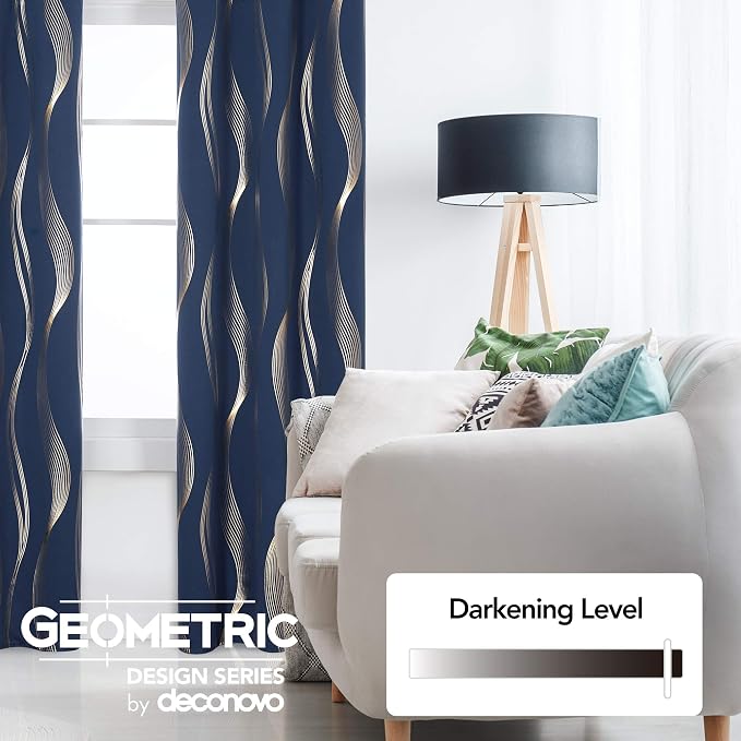 Deconovo Curtains for Living Room, Pattern Blackout Curtains 63 Inches Long | - Image 3