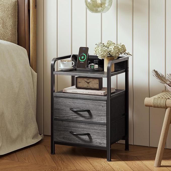 Huuger Nightstands Set of 2, Night Stand, Charging Station, USB-C Ports | 2 - Image 7