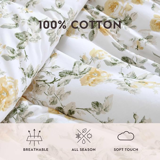 Laura Ashley - Twin Comforter Set, Cotton Floral Bedding - Image 5