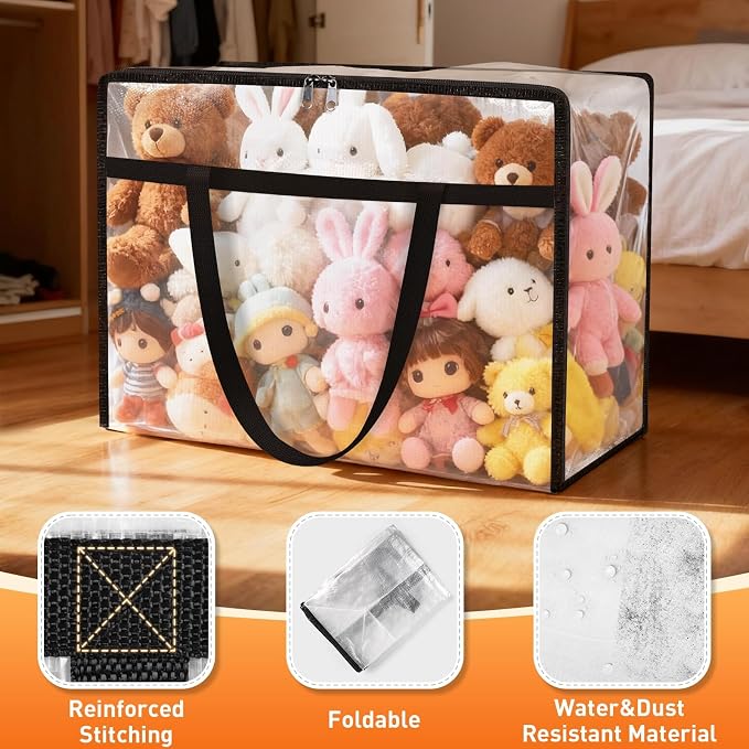 4 Packs 90L Clear Under Bed Storage Containers, Large Clothes Storage Bags | - Image 3
