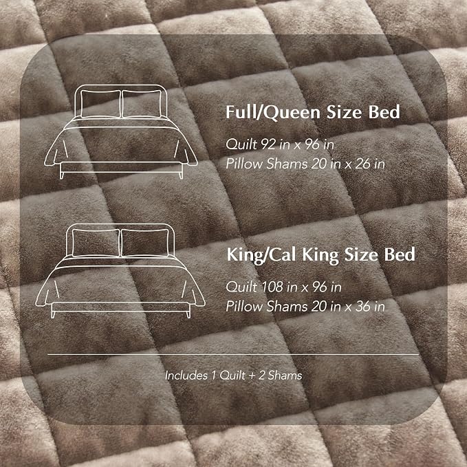 RECYCO Channel Box Stitch Velvet Quilt Set, Twin/Twin XL Size, Natural Tan | - Image 7