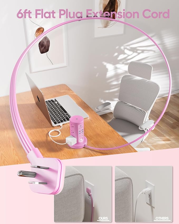 Power Strip Tower, kakyanill Charging Station 9 AC Outlets 8 USB Ports | 6 Ft - Image 6