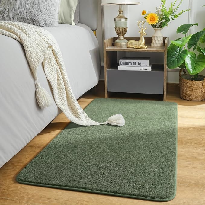 Modern Washable Runner Rugs, 2x4 Sage Green Bedroom Runner Rug | Small Area Rugs - Image 2
