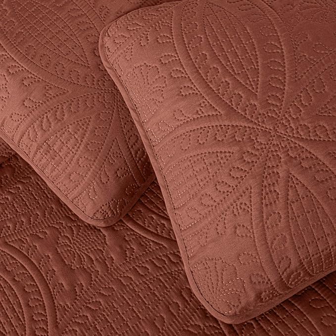 Chezmoi Collection Austin King Bedspread Set 3-Piece Pinsonic Quilted Oversized - Image 7