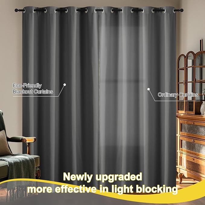 NICETOWN 100% Blackout Window Curtains 72 inches Long 2 Panels Set, Thermal - Image 4