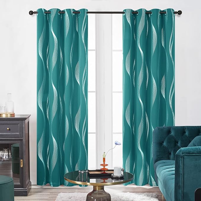Deconovo Curtains for Living Room, Pattern Blackout Curtains 84 Inches Long | - Image 2
