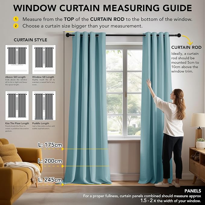 Deconovo Blackout Curtains for Bedroom and Living Room 45 Inches Long | Black - Image 7