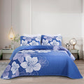 DJY Gradient Blue Quilt Set King 3 Pieces Floral Summer Bedding Quilt Set Soft by HOME