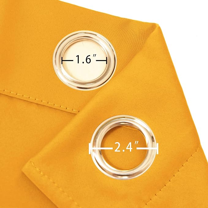 100% Blackout Curtains 52 x 95 Inch/Yellow Curtains 2 Panels - Image 6
