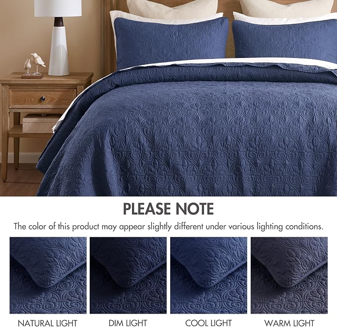 Madison Park King Quilt Bedding Set, Cottage-Inspired Damask, Classic Stitch - Image 8