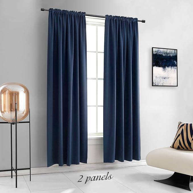 Blue Curtains 96 Inch Length Thermal Insulated Room Darkening Blackout Curtains - Image 7