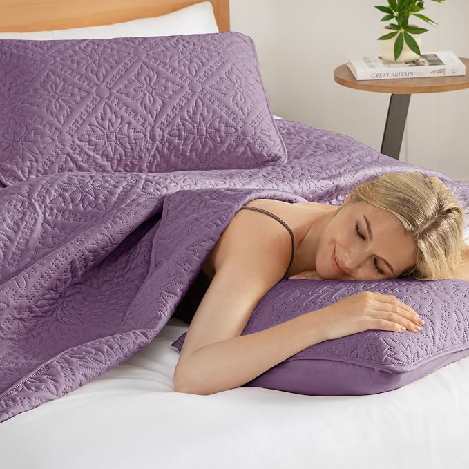 Exclusivo Mezcla California King Quilt Set, Dusty Lavender | Lightweight Soft - Image 4
