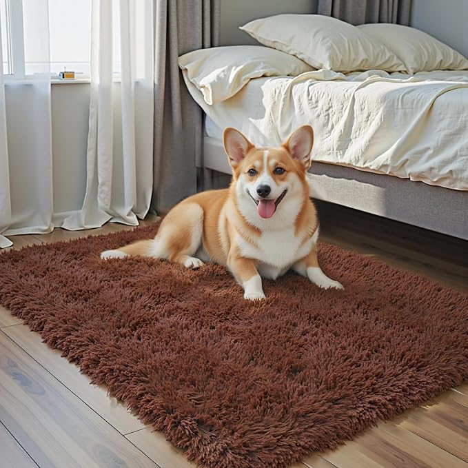 Fluffy Rug Shag Area Rug, Coffee 3x5 Area Rugs - Image 7