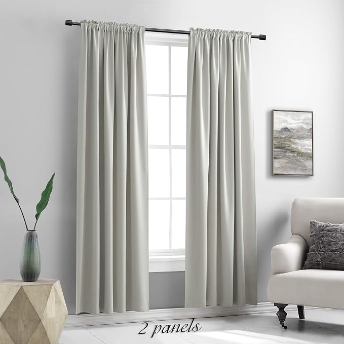 Light Grey Blackout Curtains for Bedroom -Thermal Insulated Window Treatment - Image 2