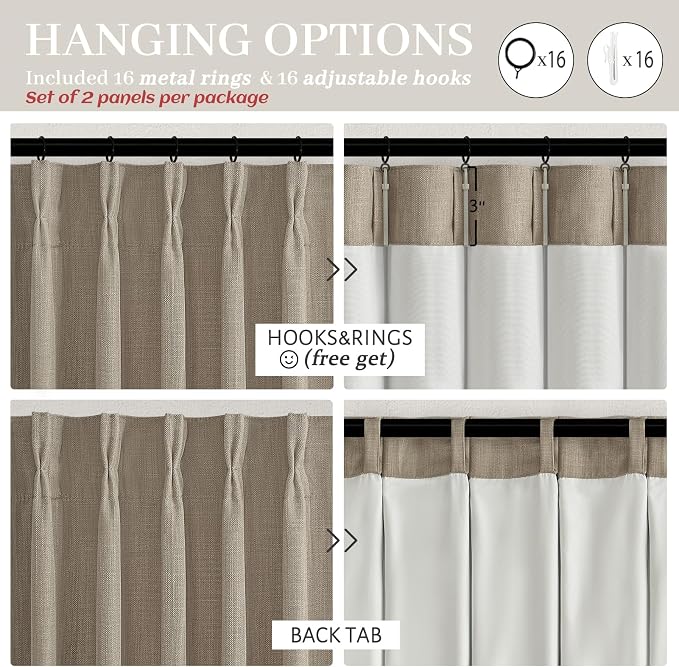Memory Trained Pinch Pleated Blackout Bedroom Curtains 94 Inch Long 2 Panels Set - Image 8