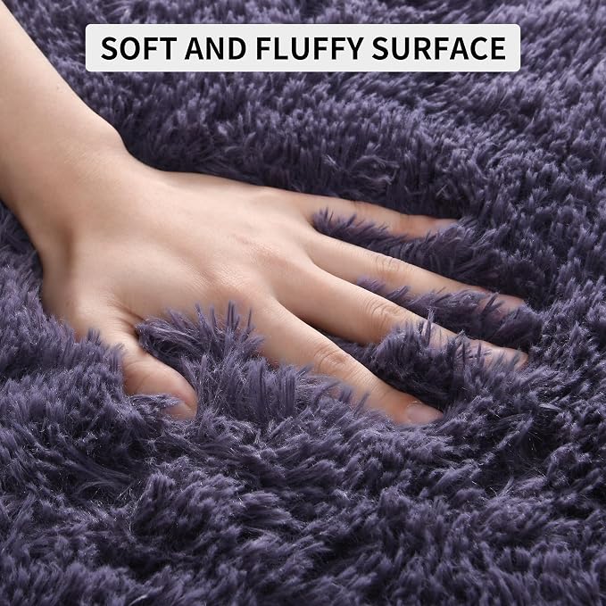 4x6 Area Rugs for Living Room, Soft Fluffy Shag Gray Purple Rug for Bedroom - Image 8