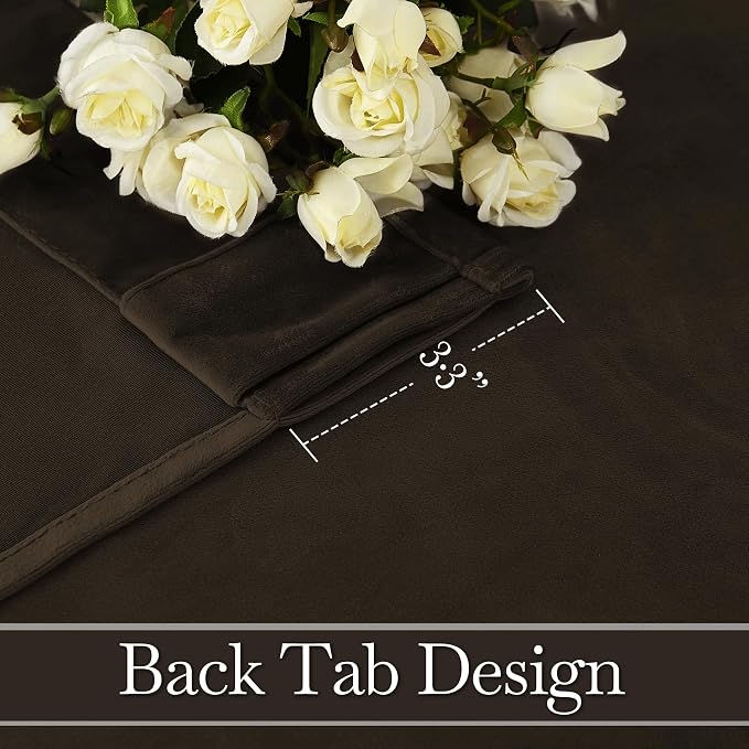 RYB HOME Brown Velvet Blackout Curtains 90 inches - Image 3