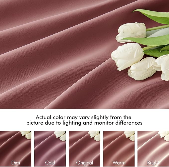 MIULEE Dusty Rose Back Tab Blackout Curtains 52x108 Inch Long 2 Panels Set | - Image 8