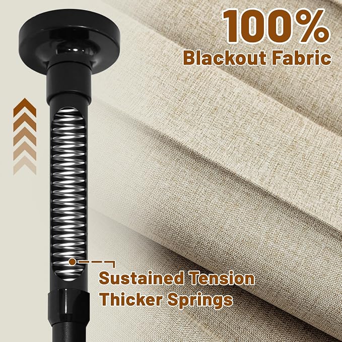 AJAZZ Room Divider Curtain+ Curtain Rods No Drilling Adjustable Tension 43-120× - Image 5