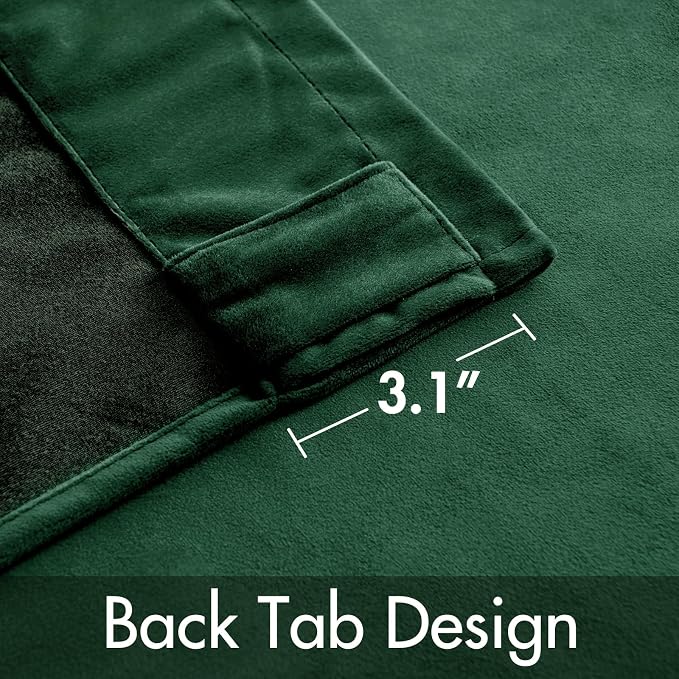 MIULEE Velvet Blackout Curtains 52x108 inches 2 Panels Hunter Green | Luxury - Image 3