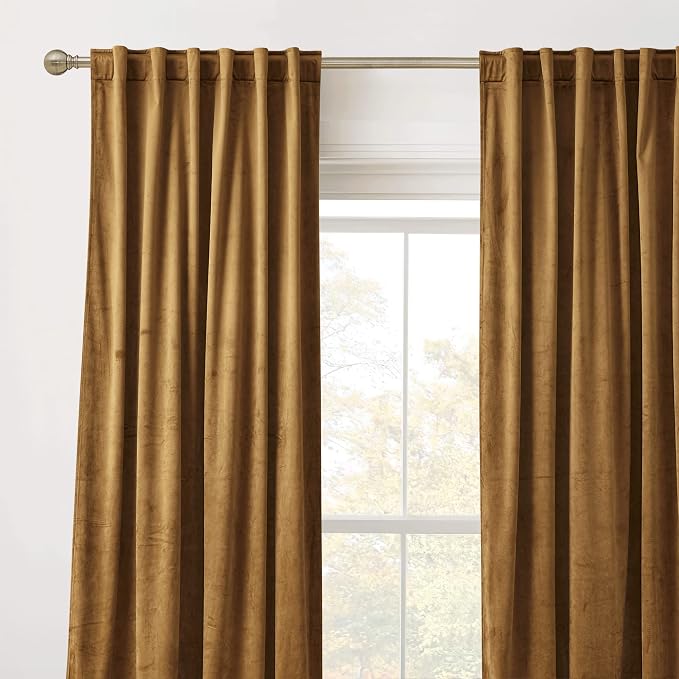 RYB HOME Velvet Curtains 120 inches, Soft Durable Drapes Room Darkening Privacy - Image 2