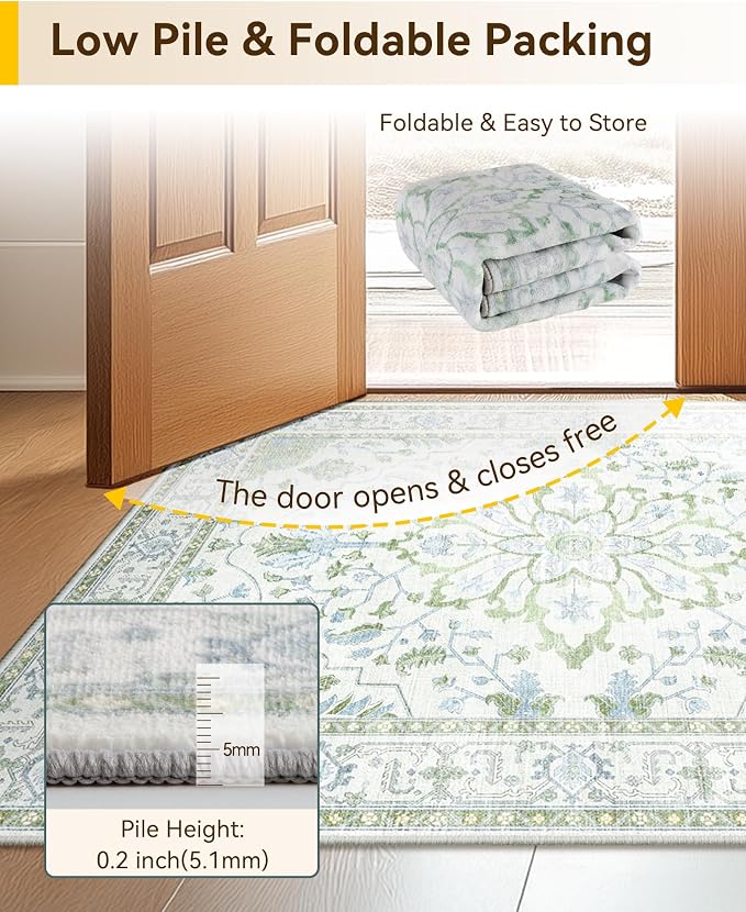 RELEANY Washable Area Rug, Square 6'x6', Water Repellent, Pet Friendly - Image 5