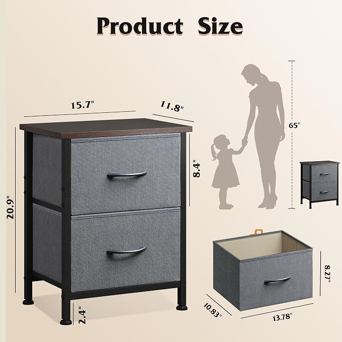 WLIVE Night Stand Set 2, Dresser and Nightstand Sets, Small Dresser - Image 3