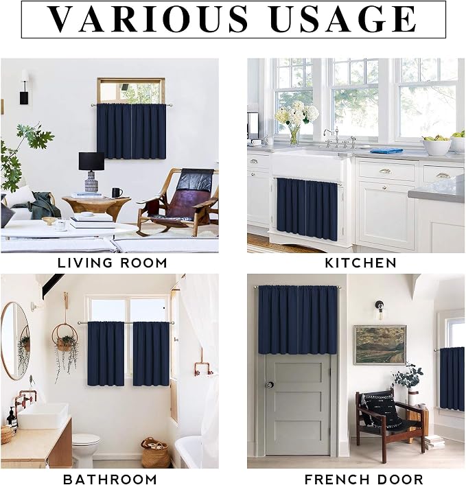RYB HOME Basement Bathroom Kitchen Cafe Blackout Privacy Curtains 30 inches | - Image 7