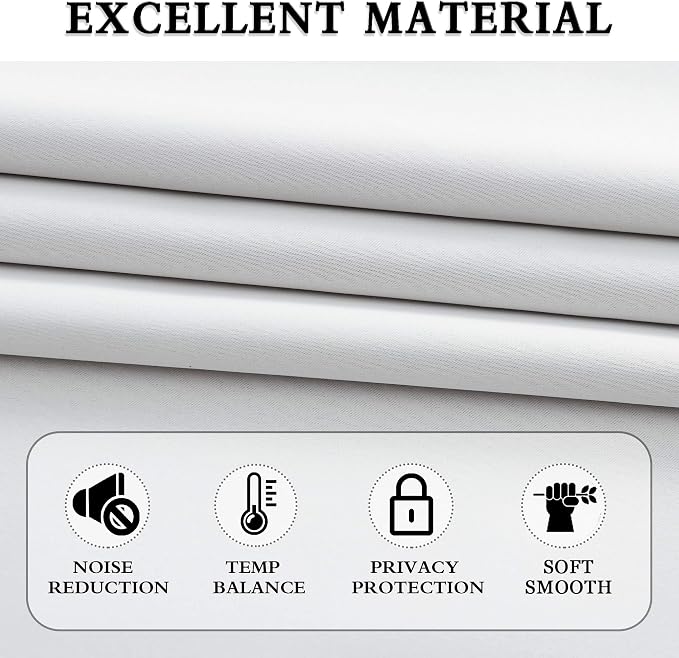 Greyish White Room Darkening Rod Pocket Curtain Panels - Image 5