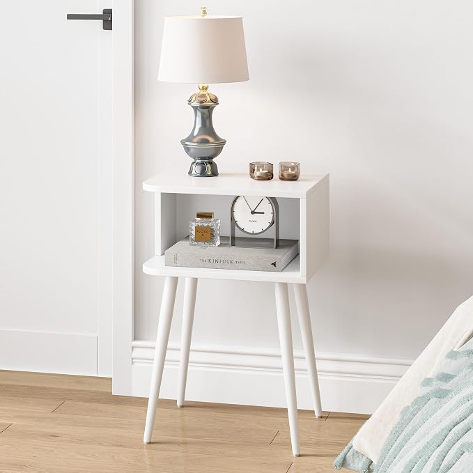 White Nightstand Set of 2, Small Bed Side Table - Image 2