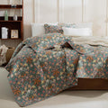 Lady Ann Oversized Queen Quilt Set, Vibrant Paisley Flowers Pattern Plant by LadyAnn