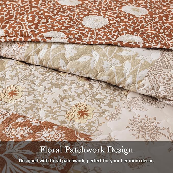 Twin Quilt Set-2 Pieces Soft Twin Bedspread Floral Patchwork Quilt | - Image 5