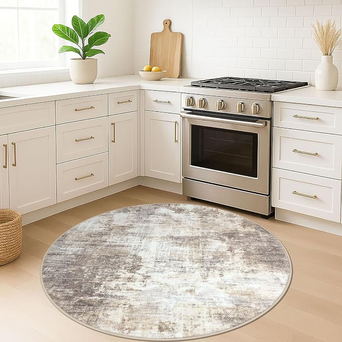 Round Area Rug 5 Ft Circle Entryway Rugs Round Washable Door Mat Indoor Entrance - Image 2