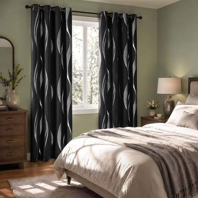 Deconovo Curtains for Living Room, Pattern Blackout Curtains 84 Inches Long | - Image 6