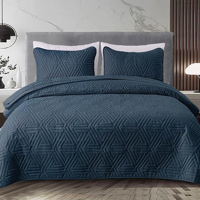 Whale Flotilla Soft Geometric King Quilt Set - Image 9