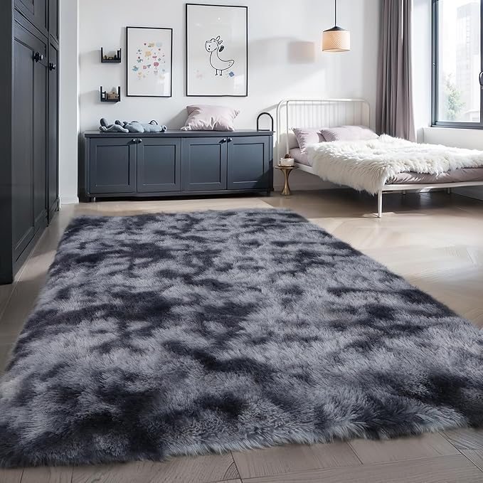 4x6 Dark Grey Fluffy Shag Rug for Bedroom, Plush Washable Carpet | Area Rug for - Image 8