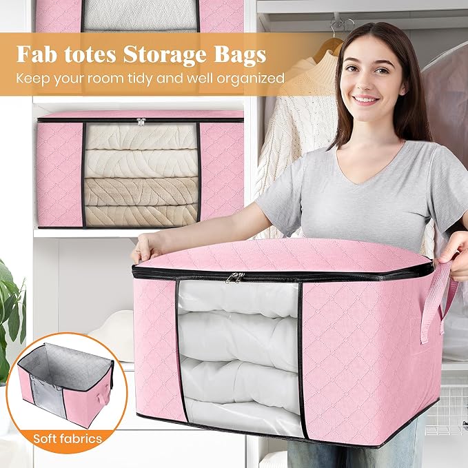 3 Pack Storage Bags for Clothes Blanket Storage Bins - Image 5