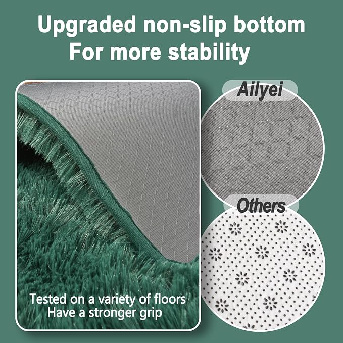 Soft Runner Rugs for Bedroom Hallways New Upgraded Non-Slip Bottom, 2x4 Green - Image 2