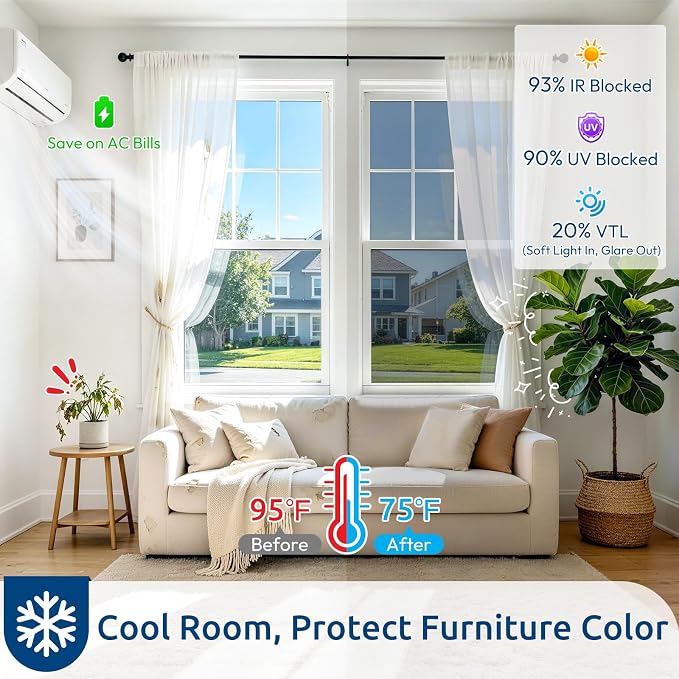 rabbitgoo Window Privacy Film One Way, 29.5" x 78.7", Heat Sun Blocking Anti UV - Image 2