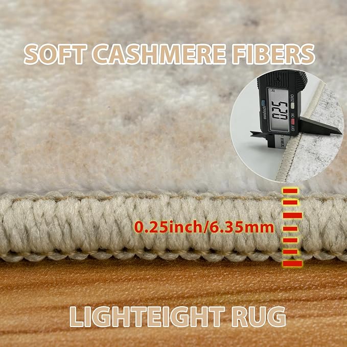 9x12 Area Rugs for Living Room Washable Bedroom Dining Room Beige Grey | Modern - Image 5