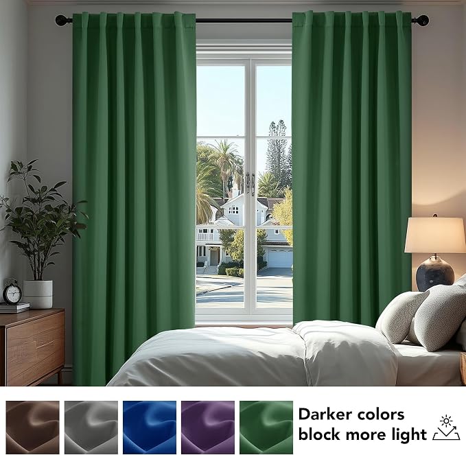 Deconovo Blackout Curtains for Bedroom Solid Room Darkening Rod Pocket and Back - Image 5