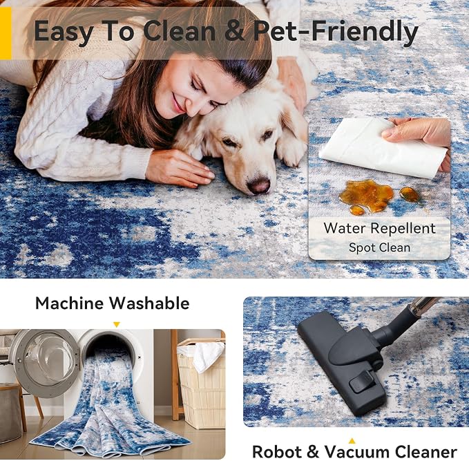 RELEANY Washable Runner 3'x12' Abstract Area Rug - Image 3