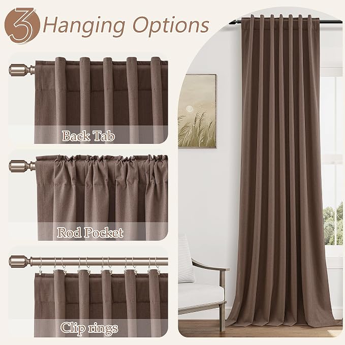 100% Blackout Curtains 96 Inch Length 2 Panels Set - Image 6
