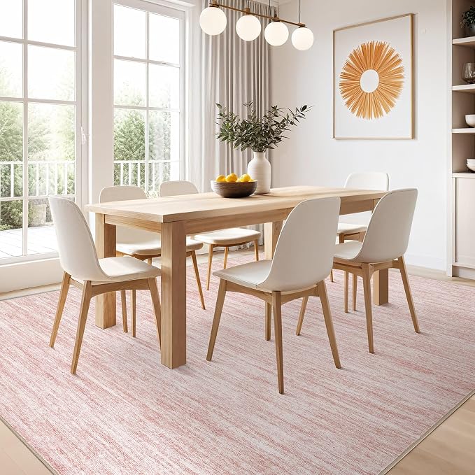 Nakagishi Boho 5x7 Area Rug Living Room Rugs Machine Washable Pink | Soft - Image 7