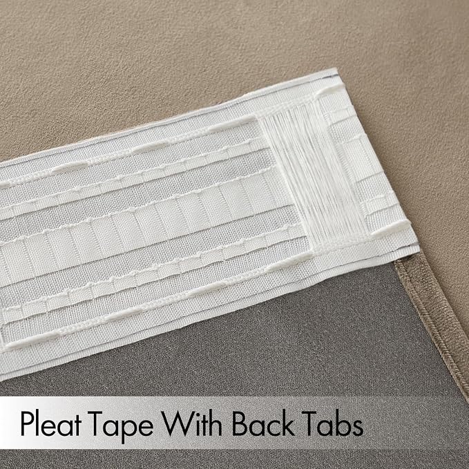 MIULEE Light Taupe Velvet Pinch Pleat Blackout Curtains W52 X L90 Inches | 2 - Image 3