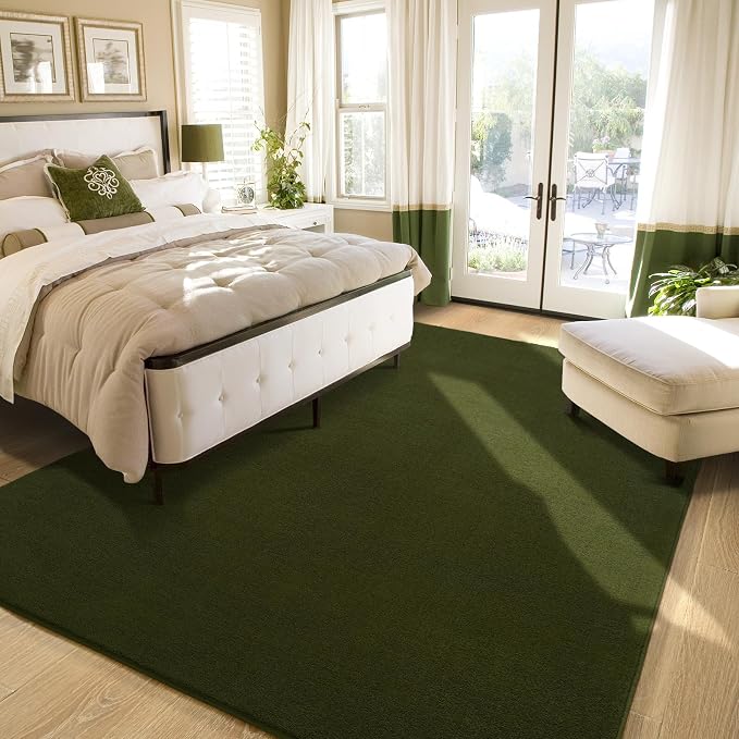 8x10 Area Rugs for Bedroom Living Room, Olive Green Memory Foam Rug | Thickened - Image 2
