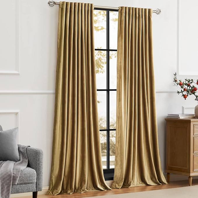 Luxury Gold Velvet Curtains 96 inch Length - Image 7