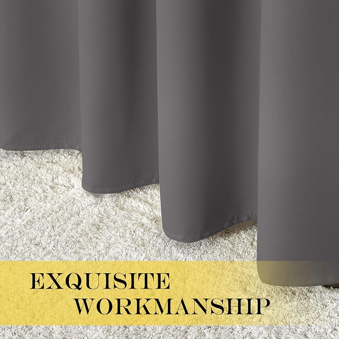 NICETOWN Blackout Gray Curtain 110 inch Length, Grommet Extra Long Thermal - Image 7