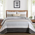 Dinjoy California King Striped Quilt Set, Breathable All-Season, 3-Piece Set by DINJOY