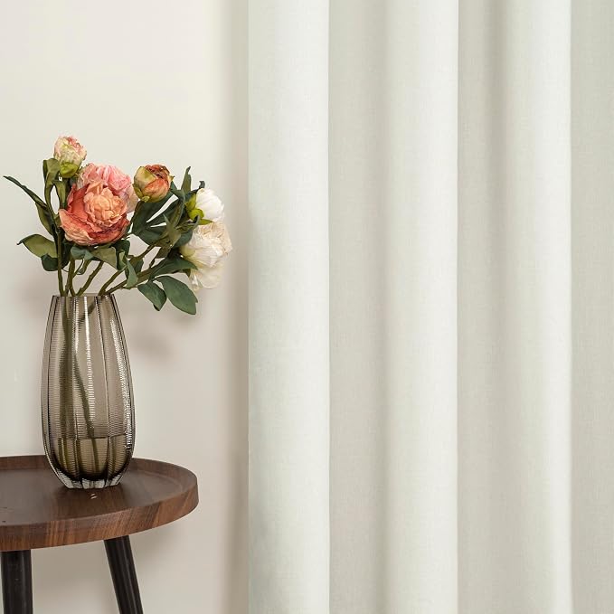 YoungsTex Ivory Linen 100% Blackout Curtains 63 Inch Length - Image 6